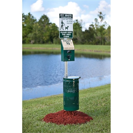 Beloved Aluminum Pet Station with Aluminum Trash Can Forest Green BE1346